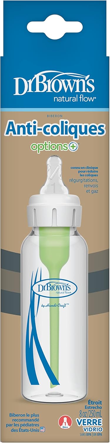 Dr. Brown's Options+ Anti-Colic 250 ml Narrow Glass Bottle for Babies 0+ Months