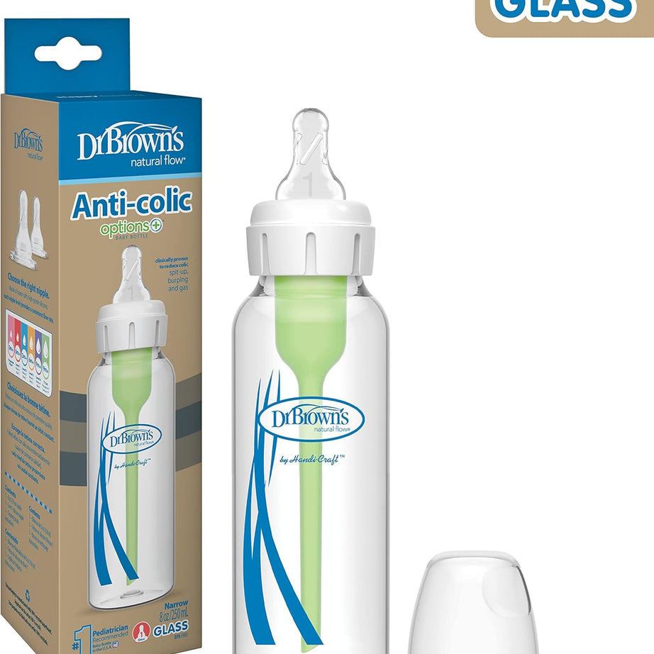 Dr. Brown's Options+ Anti-Colic 250 ml Narrow Glass Bottle for Babies 0+ Months