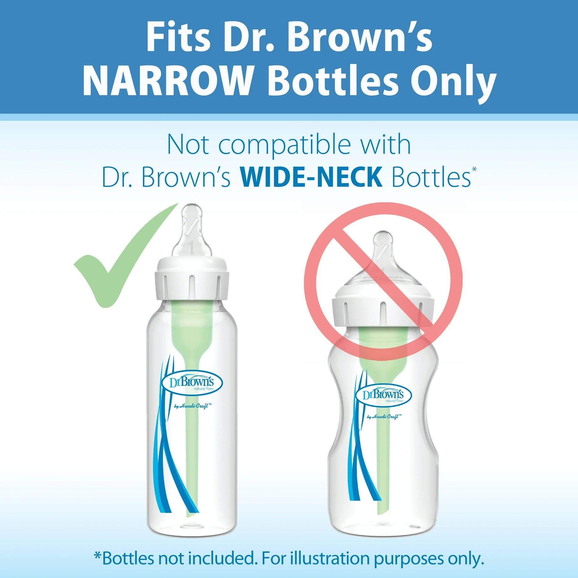 Dr. Brown's Natural Flow Anti-Colic | Y-Cut Narrow Baby Bottle Silicone Nipple | Ideal for Thicker Liquids | 9m+ | 100% Silicone | 2-Pack