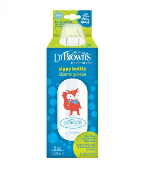 Dr Brown's Milestones soft silicone Sippy Bottle natural flows for 6+ Months - 250ml