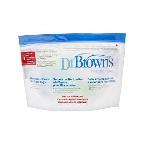 Dr. Brown’s Microwave Steam Sterilizing Bags for Baby Bottles, Pacifiers, and Accessories – 5 Reusable Bags with 20 Uses Per Bag for Quick and Safe Sterilization