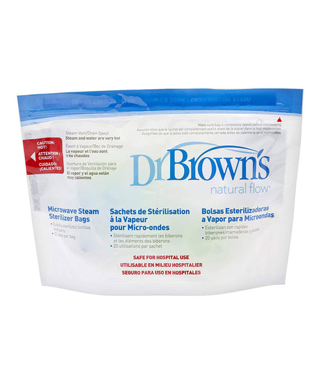 Dr. Brown’s Microwave Steam Sterilizing Bags for Baby Bottles, Pacifiers, and Accessories – 5 Reusable Bags with 20 Uses Per Bag for Quick and Safe Sterilization
