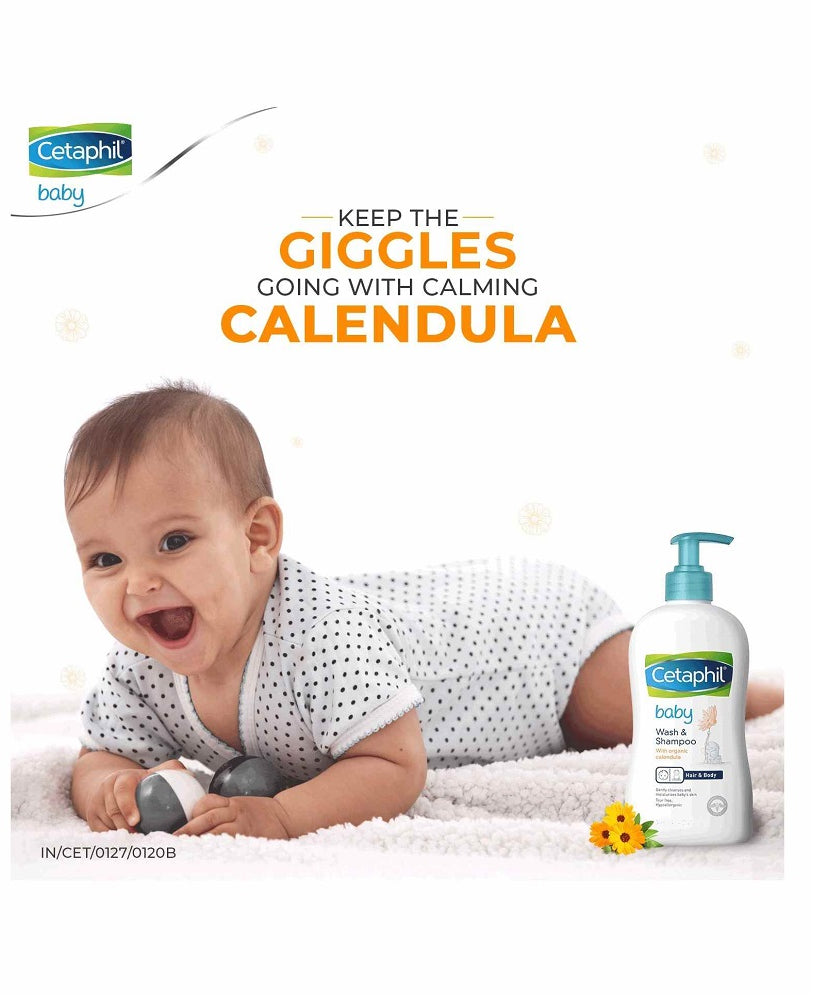 Cetaphil Baby Wash & Shampoo with Organic Calendula, 400ml - MINIMEE KIDS