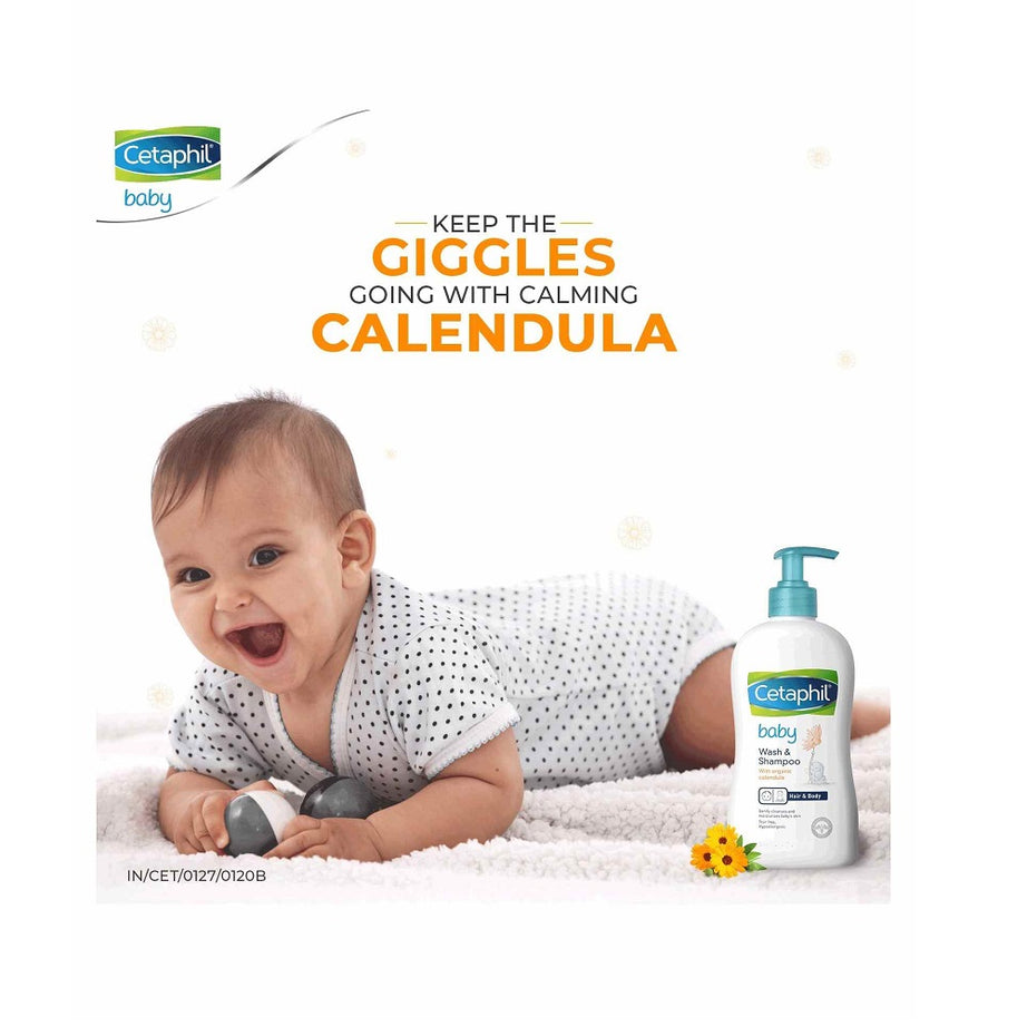 Cetaphil Baby Wash & Shampoo with Organic Calendula, 400ml - MINIMEE KIDS