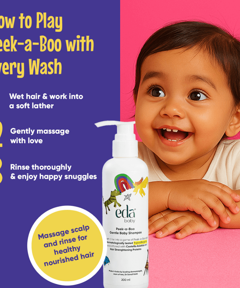 Eda Baby Peek-a-Boo Gentle Baby Shampoo 200ml – Hypoallergenic Tear-Free Formula with Centella Asiatica & Hair Strengthening Proteins for Soft and Healthy Baby Hair