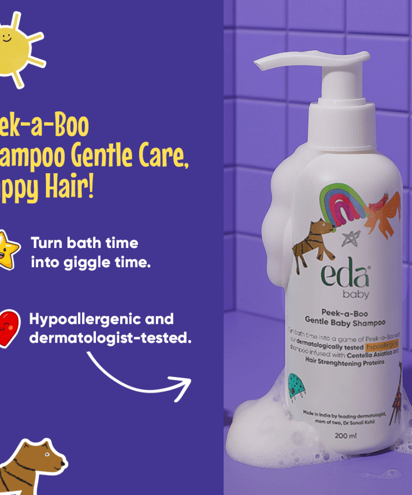 Eda Baby Peek-a-Boo Gentle Baby Shampoo 200ml – Hypoallergenic Tear-Free Formula with Centella Asiatica & Hair Strengthening Proteins for Soft and Healthy Baby Hair