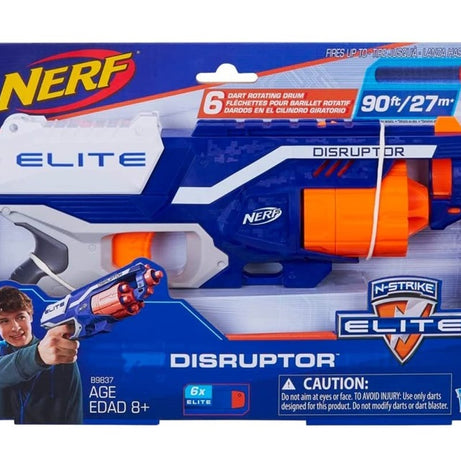 Nerf N-Strike Elite Disruptor Blaster | Fires Up to 90ft/27m, 6-Dart Rotating Drum | For Ages 8+