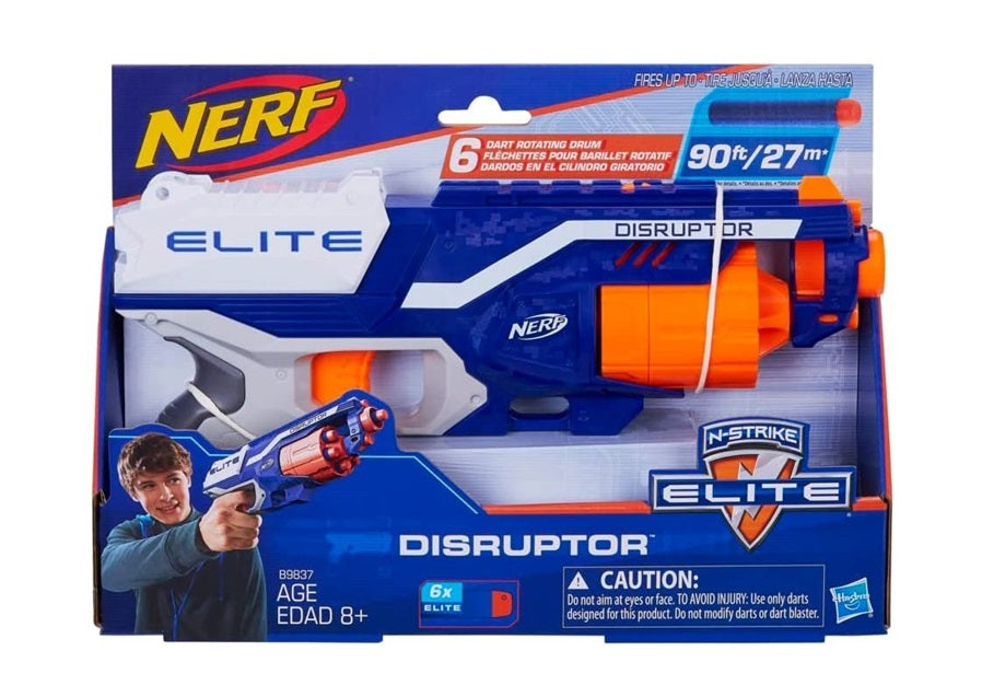 Nerf N-Strike Elite Disruptor Blaster | Fires Up to 90ft/27m, 6-Dart Rotating Drum | For Ages 8+