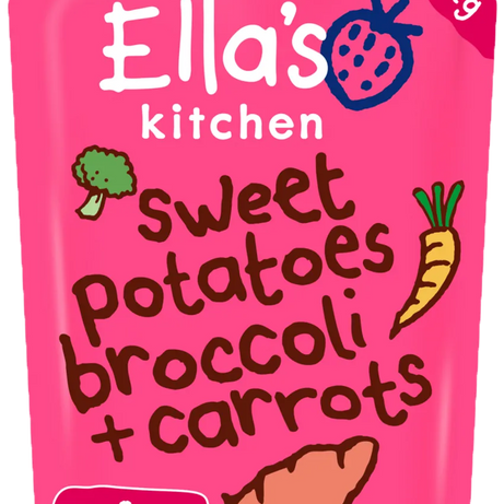 Ella’s Kitchen Organic Vegetable Baby Puree – Sweet Potatoes, Broccoli & Carrots | Super Smooth Weaning Pouch for 4+ Months | No Added Salt or Sugar | 120g
