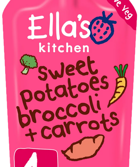 Ella’s Kitchen Organic Vegetable Baby Puree – Sweet Potatoes, Broccoli & Carrots | Super Smooth Weaning Pouch for 4+ Months | No Added Salt or Sugar | 120g