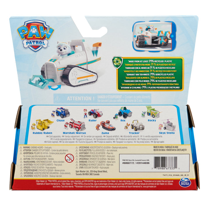 Paw Patrol Everest’s Snow Plow - Eco-Friendly Toy Vehicle with Collectible Everest Figure for Kids Ages 3 and Up