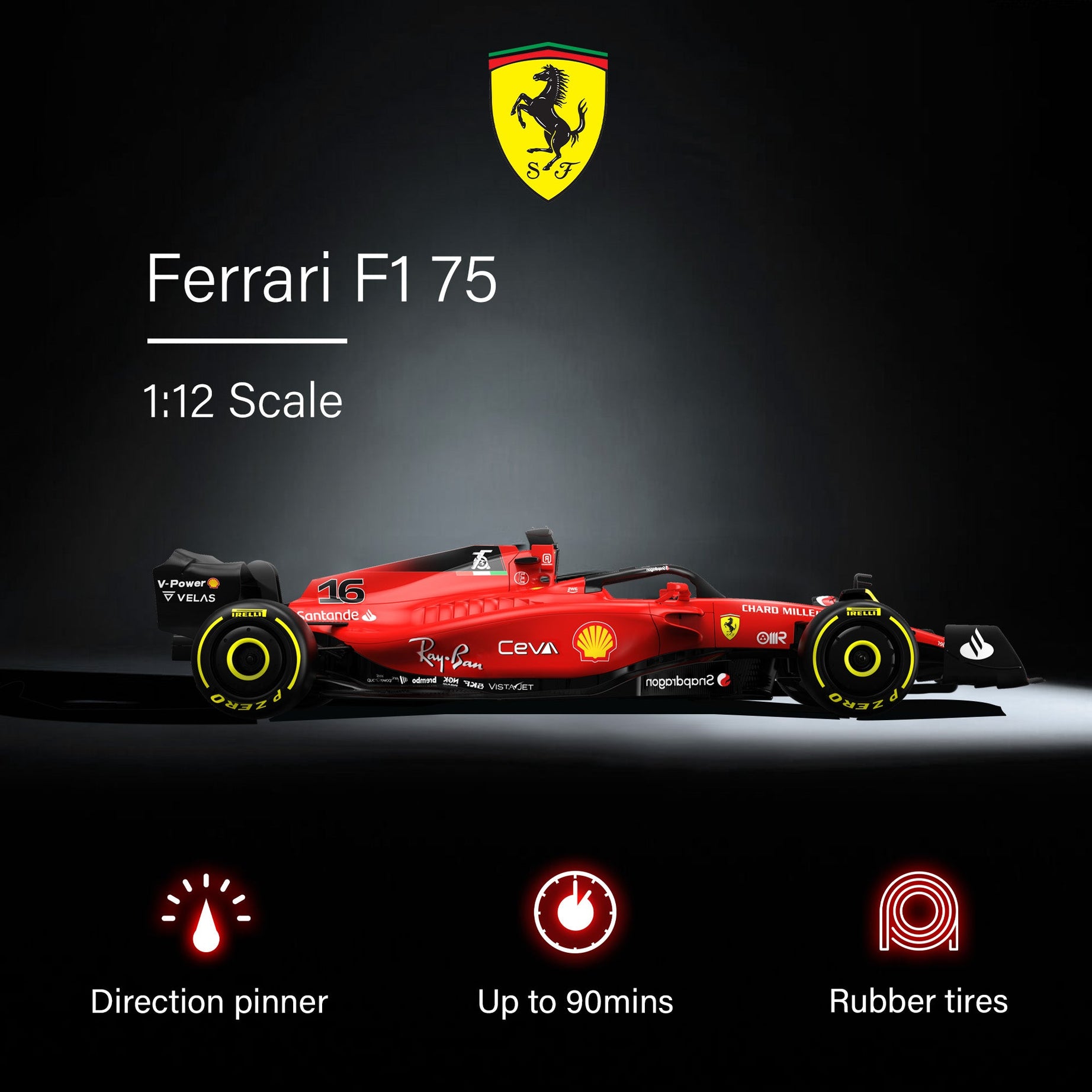 Ferrari F1 75 RC Car 1/12 Scale | Licensed Remote Control Toy by Rastar | Official F1 Merchandise with Incredible Detailing and 2.4GHz Control | 6+ Years