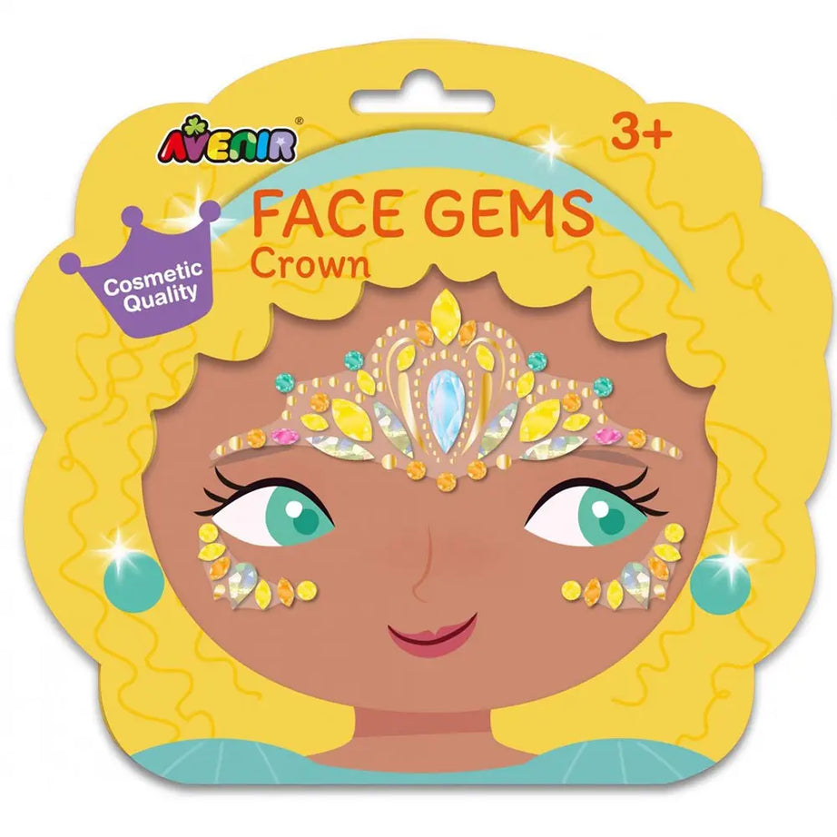 Avenir Face Gems Stickers | 3+ | Stars, Flowers, Crown, Wings | Hypoallergenic, Safe for Kids