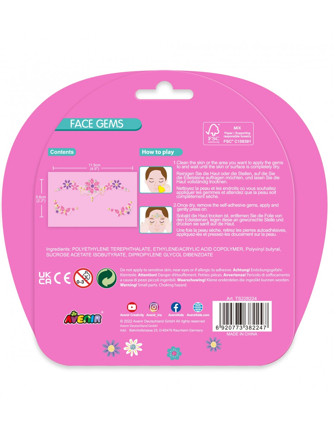 Avenir Face Gems Stickers | 3+ | Stars, Flowers, Crown, Wings | Hypoallergenic, Safe for Kids