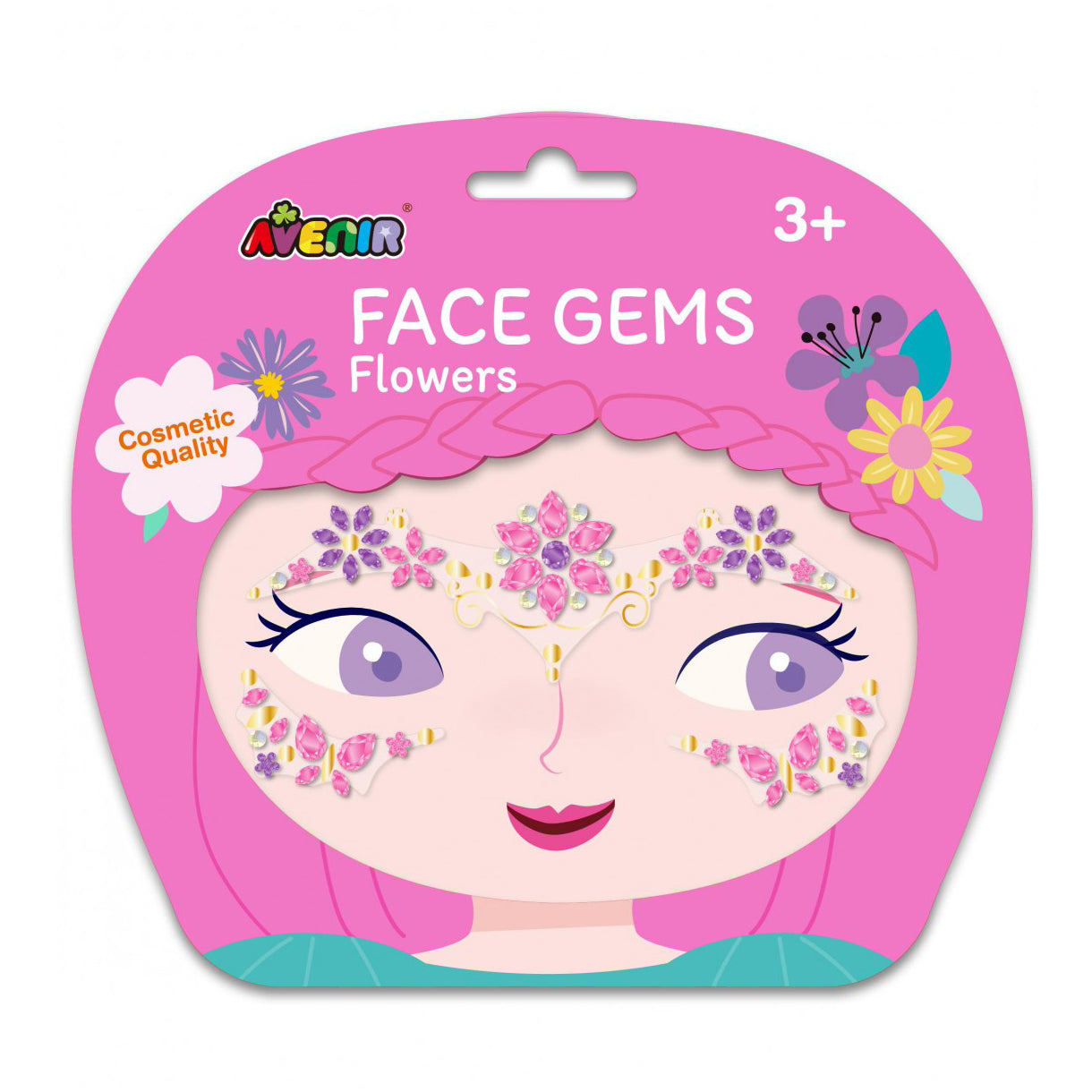 Avenir Face Gems Stickers | 3+ | Stars, Flowers, Crown, Wings | Hypoallergenic, Safe for Kids