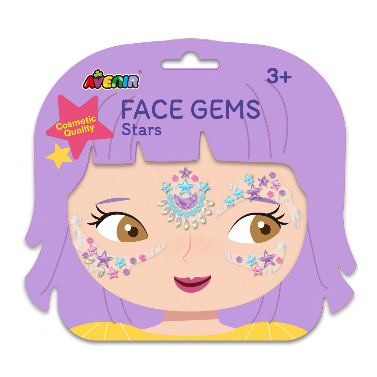 Avenir Face Gems Stickers | 3+ | Stars, Flowers, Crown, Wings | Hypoallergenic, Safe for Kids