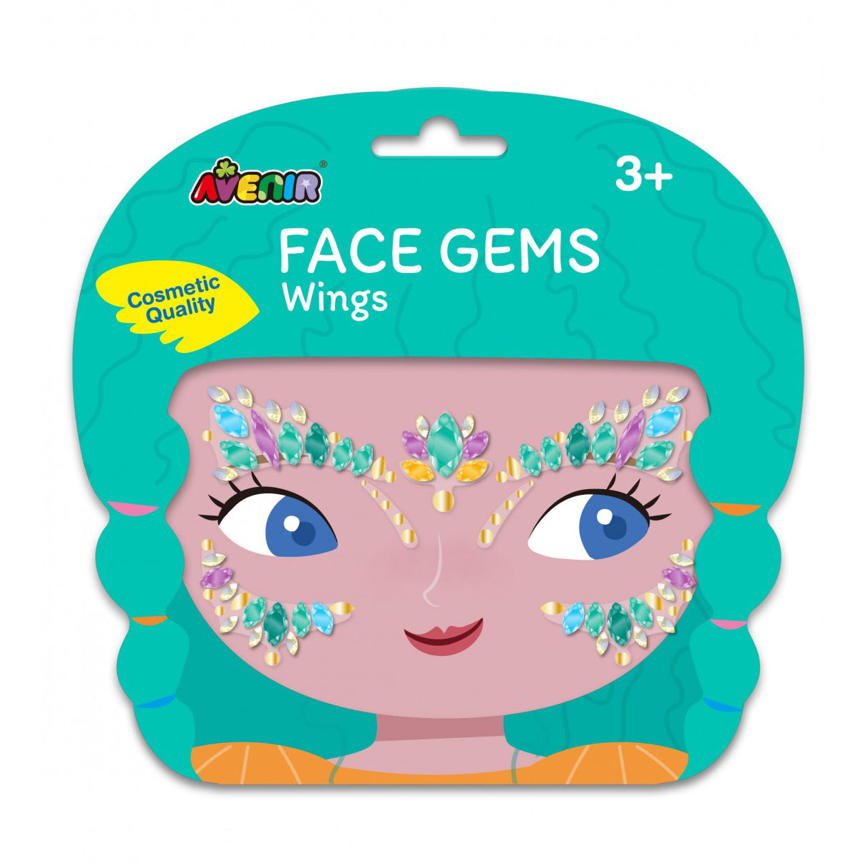 Avenir Face Gems Stickers | 3+ | Stars, Flowers, Crown, Wings | Hypoallergenic, Safe for Kids