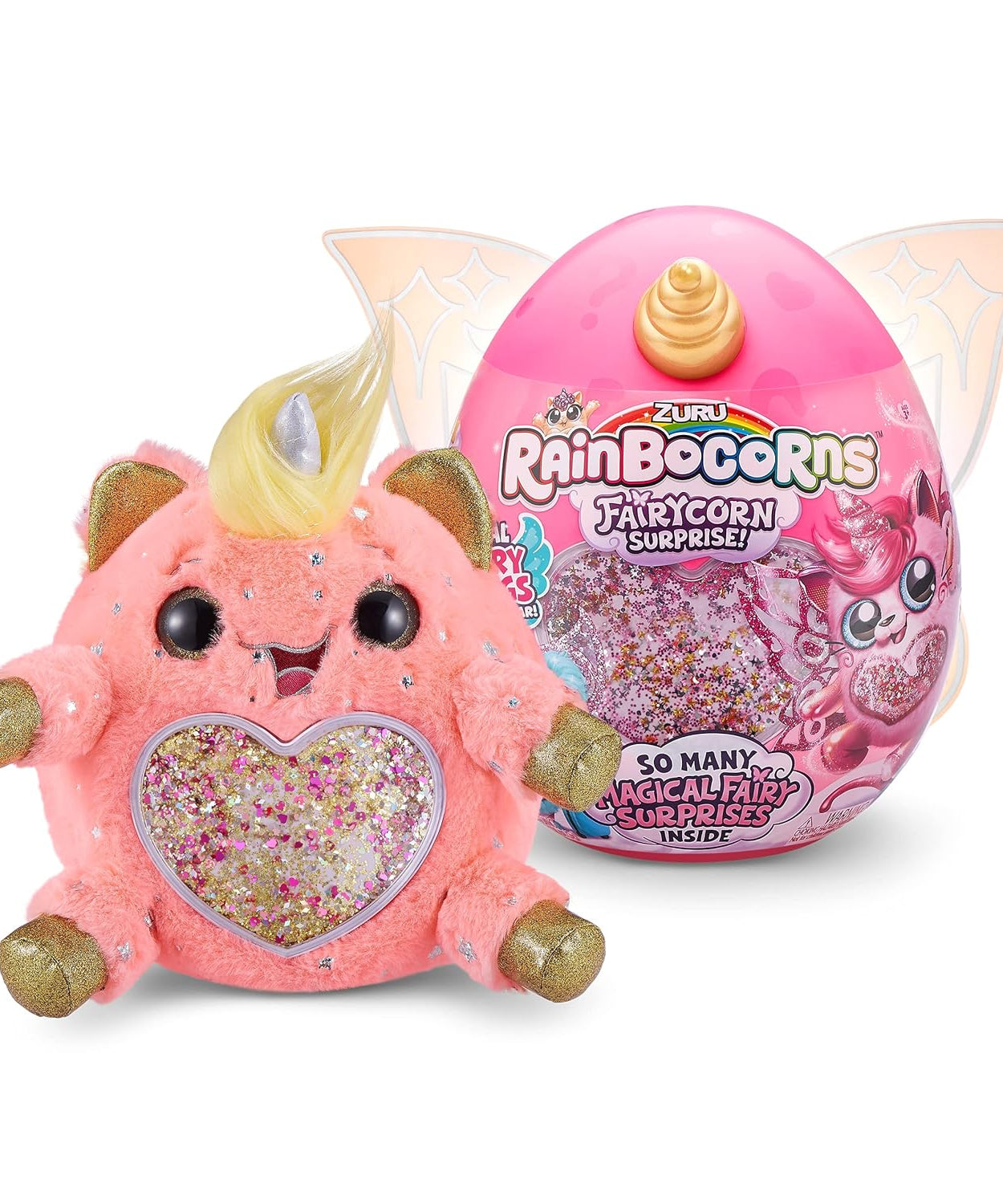 Zuru Rainbocorns Fairycorn Surprise - Magical Plush Toy with Wearable Fairy Wings, Fun Surprises Inside, for Girls Ages 3+
