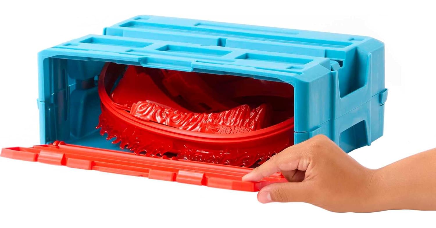 Hot Wheels Track Builder Flame Stunt Pack | Stunt Through the Flaming Loop with Fire-Themed Accessories & Storage Box | Includes 1 Hot Wheels 1:64 Scale Car | 4+ Years