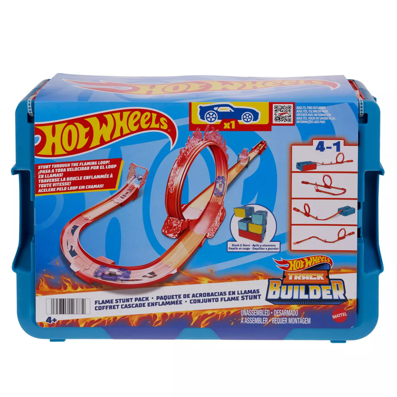 Hot Wheels Track Builder Flame Stunt Pack - Stunt Through the Flaming Loop Unassembled Playset for 4+ Years