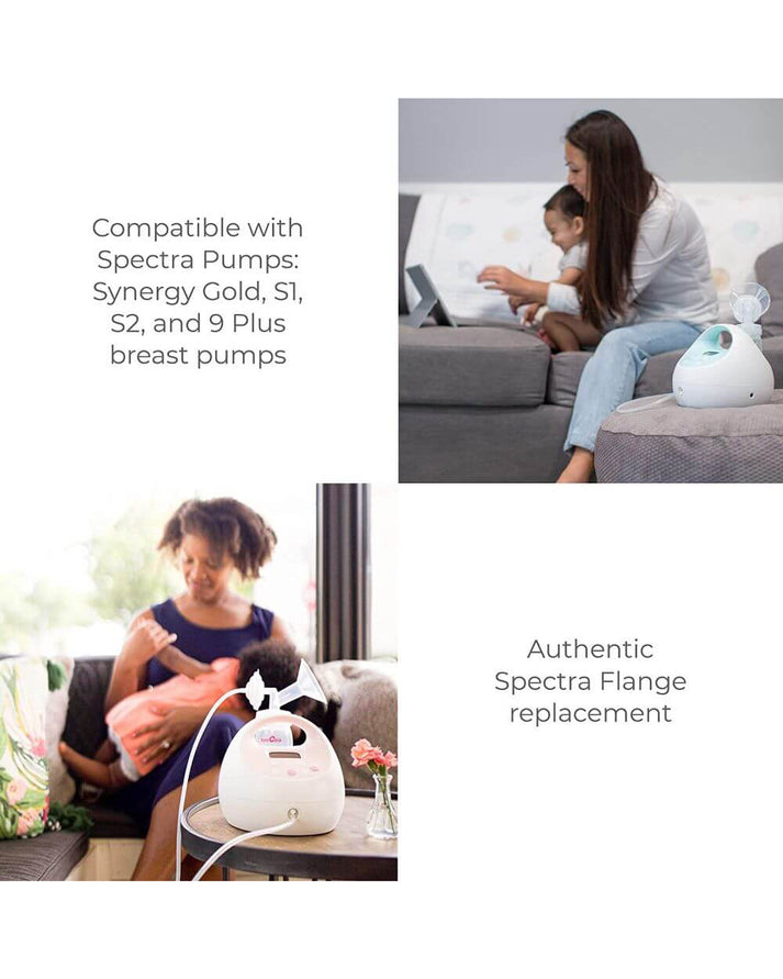 Spectra Wide Neck Breast Flange with Duckbill Valve 24mm for Spectra S1 & S2 Breast Pumps – BPA Free Breast Shield Kit for Comfortable & Efficient Milk Expression | Compatible with Spectra S1 Plus, S2 Plus & Synergy Gold - MINIMEE KIDS