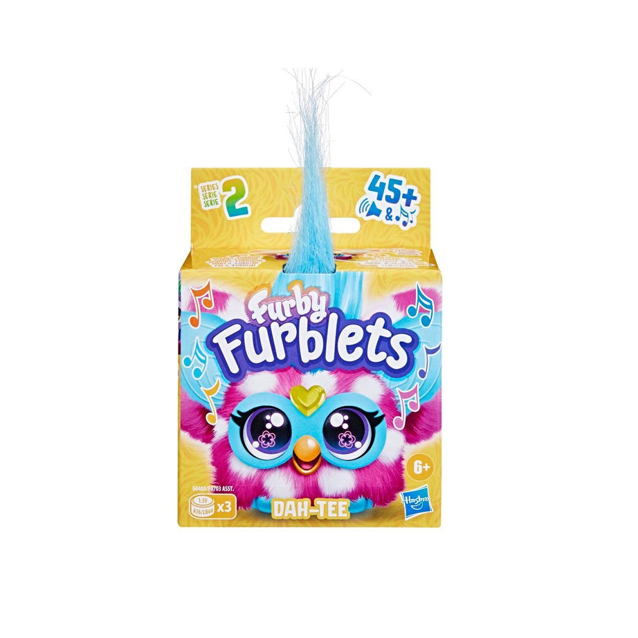 Furby Furblets toy packaging with colorful design on a white background