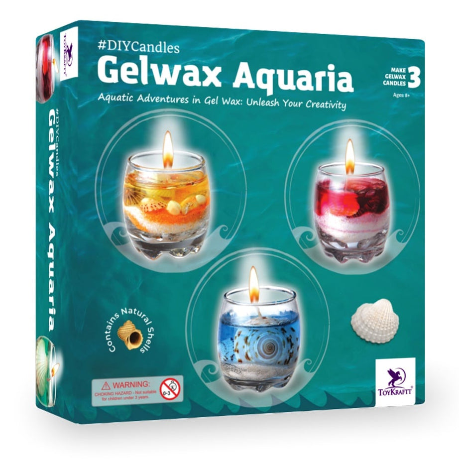 Toykraft Gelwax Aquaria - DIY Gel Wax Candle Making Kit for Ages 8+ | Create 3 Aquatic-Themed Candles