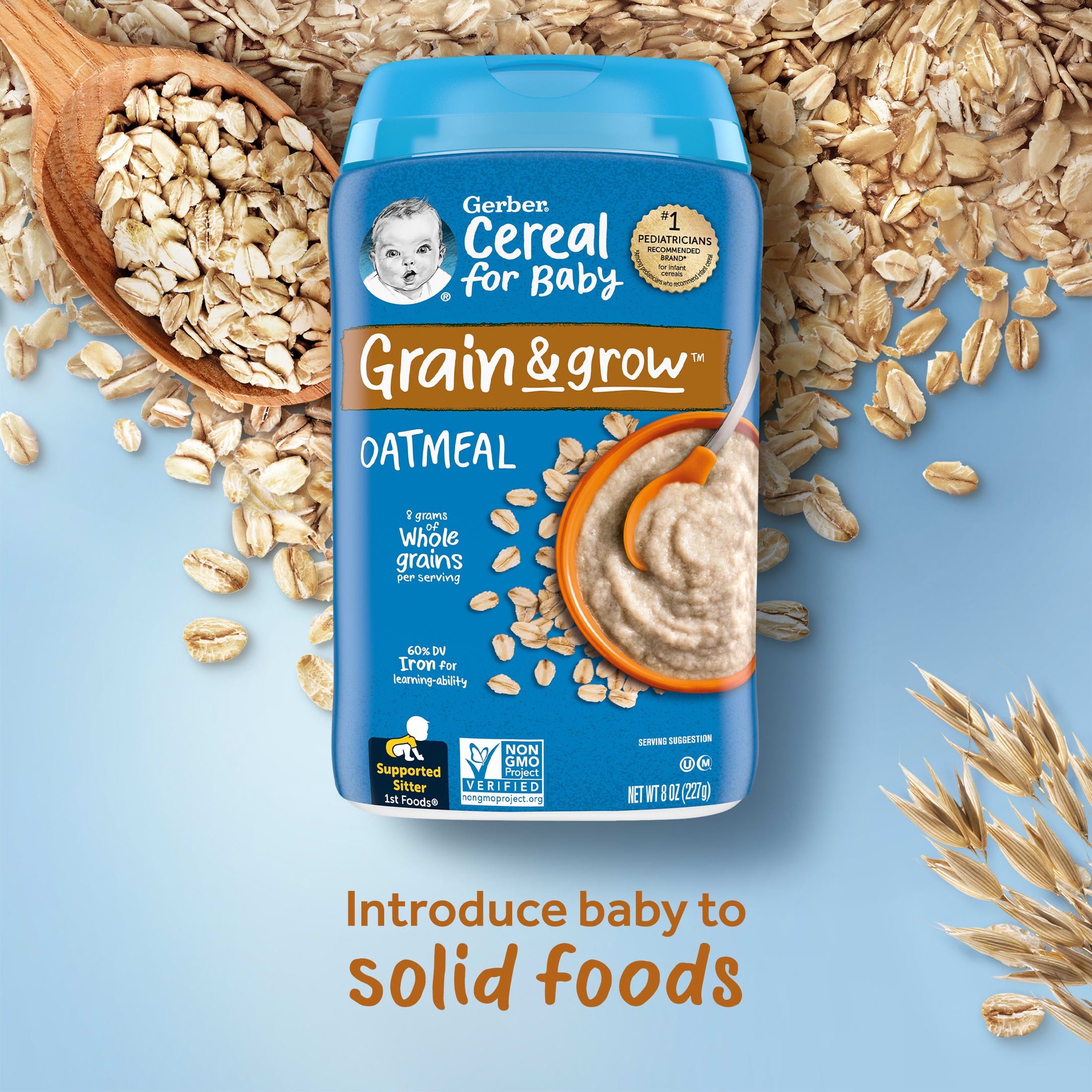 Gerber Grain & Grow Oatmeal | Baby's First Food for Supported Sitters | 227g