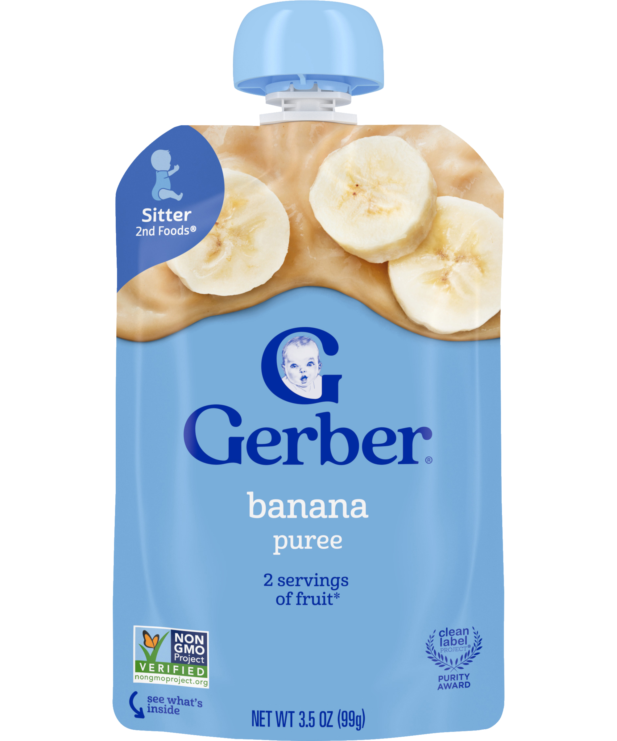 Gerber Banana Puree Pouch – 99g | Non-GMO, No Added Sugar, Rich in Potassium & Vitamin C