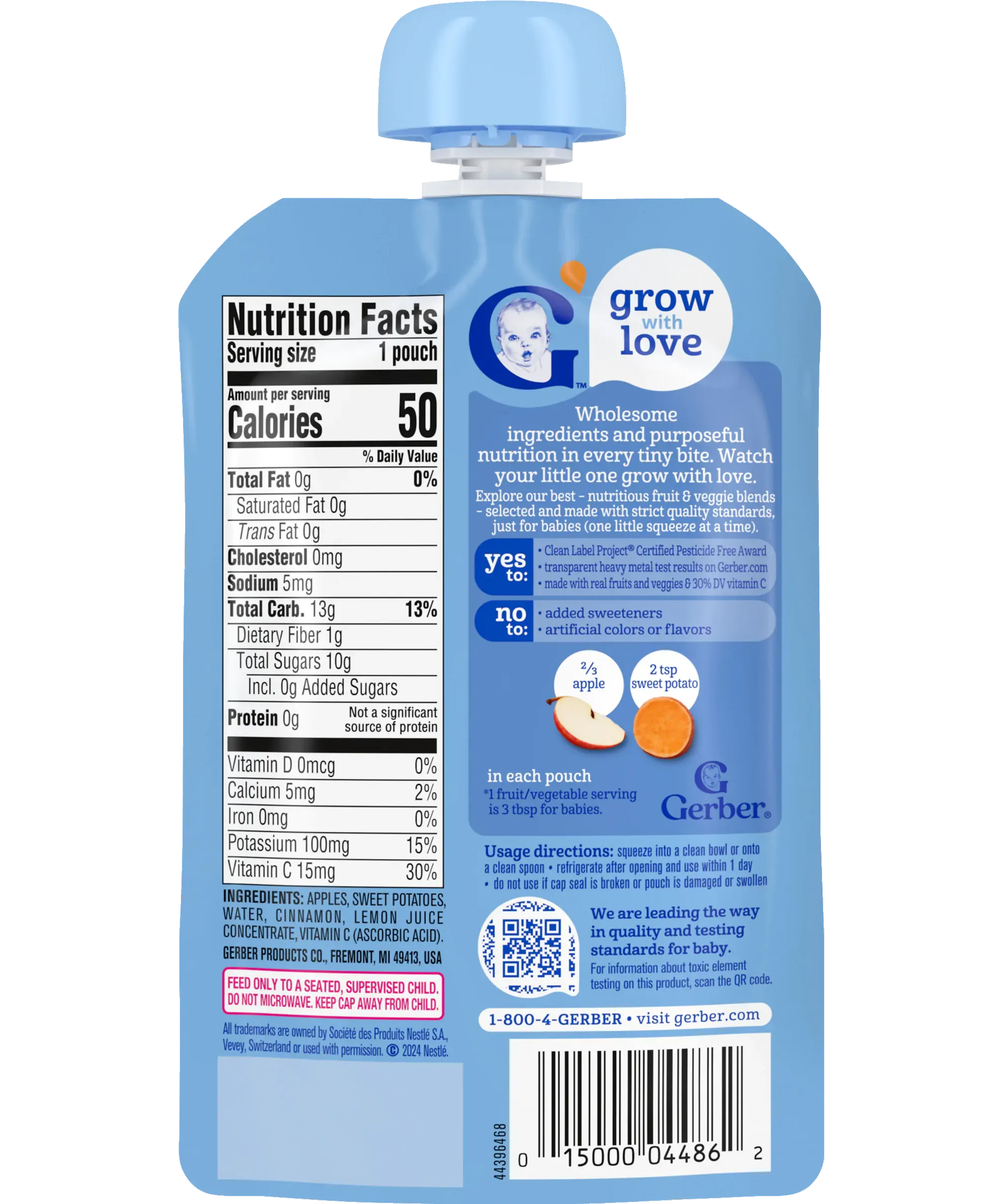 Gerber Apple Sweet Potato and Cinnamon Puree | Sitter 2nd Foods from 6 Months | 99g
