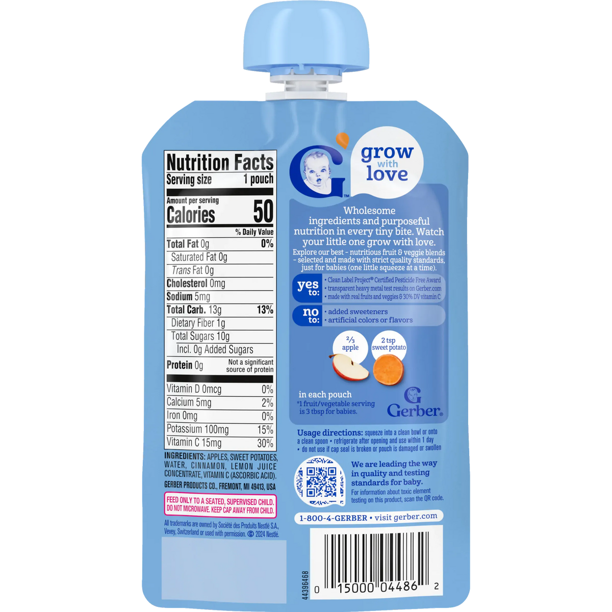 Gerber Apple Sweet Potato and Cinnamon Puree | Sitter 2nd Foods from 6 Months | 99g