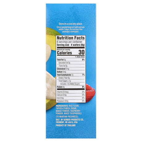 Gerber Snacks for Baby Teethers Gentle Teething Wafers - Mango Raspberry | 7+ Months | Non-GMO | 12 Individually Wrapped 2-Packs | 24 Wafers | 48g