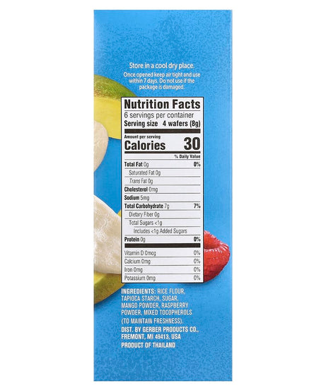 Gerber Snacks for Baby Teethers Gentle Teething Wafers - Mango Raspberry | 7+ Months | Non-GMO | 12 Individually Wrapped 2-Packs | 24 Wafers | 48g - MINIMEE KIDS
