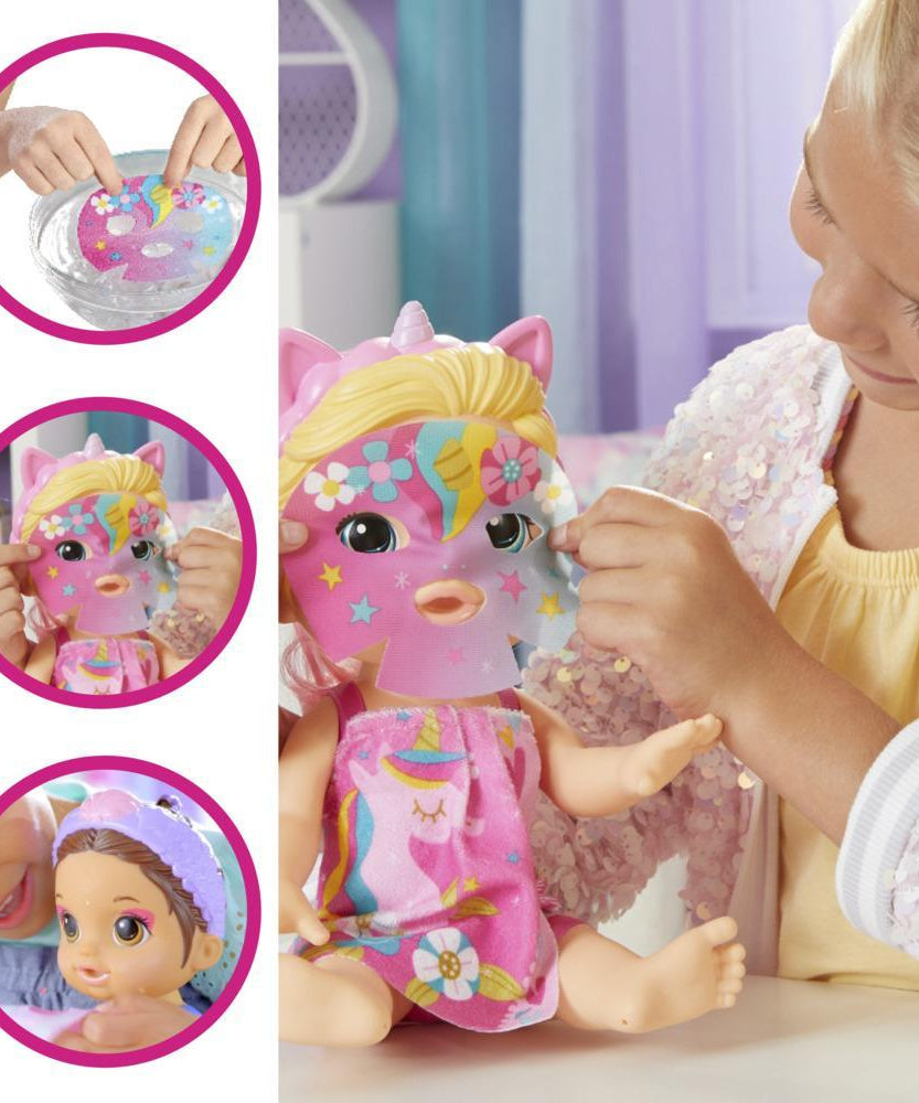 Hasbro Baby Alive Glam Spa Baby Doll - Unicorn Color Reveal Nails & Makeup, 12.8-Inch Waterplay Toy for Kids 3+, Blonde Hair - MINIMEE KIDS