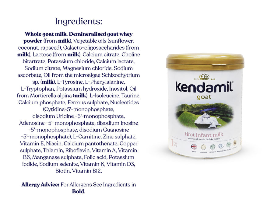 Kendamil Goat First Infant Milk (Stage 1) | Gentle A2 Goat Milk Formula for Newborns (0-6 Months) | Naturally Closer to Breast Milk, Palm Oil-Free | 800g, UK Made