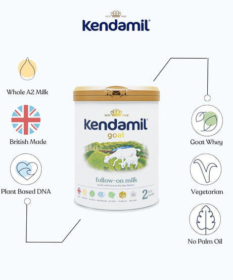 Kendamil Goat Follow-On Milk (Stage 2) | Gentle A2 Goat Milk Formula for Growing Babies (6-12 Months) | Palm Oil-Free & Vegetarian-Friendly | 800g, UK Made - MINIMEE KIDS