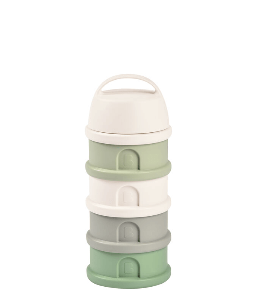 BEABA Stacked Formula Container with 4 Compartments for 0+ Month | Sage Green - Portable & BPA Free