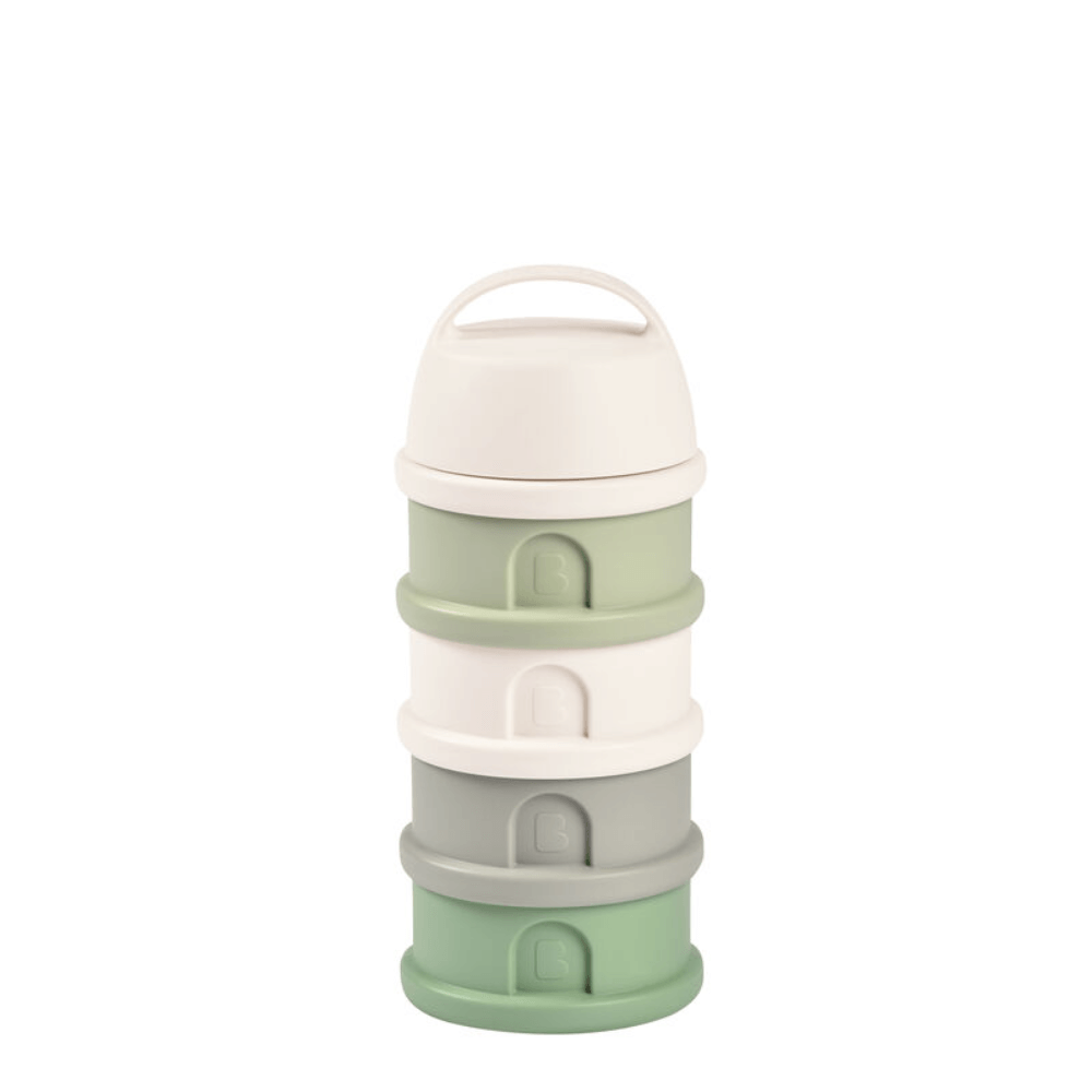 BEABA Stacked Formula Container with 4 Compartments for 0+ Month | Sage Green - Portable & BPA Free