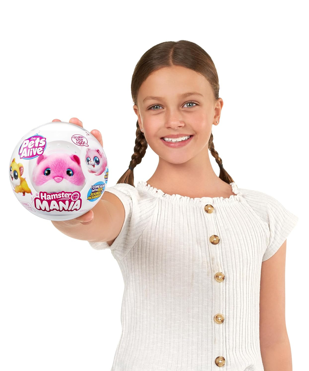 ZURU Pets Alive Hamster mania - Interactive Electronic Hamster with 20+ Real Sounds, Smart Technology, & Hamster Ball Toy for Girls and Children