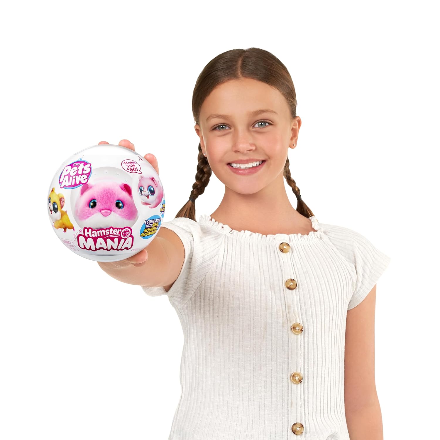 ZURU Pets Alive Hamster mania - Interactive Electronic Hamster with 20+ Real Sounds, Smart Technology, & Hamster Ball Toy for Girls and Children