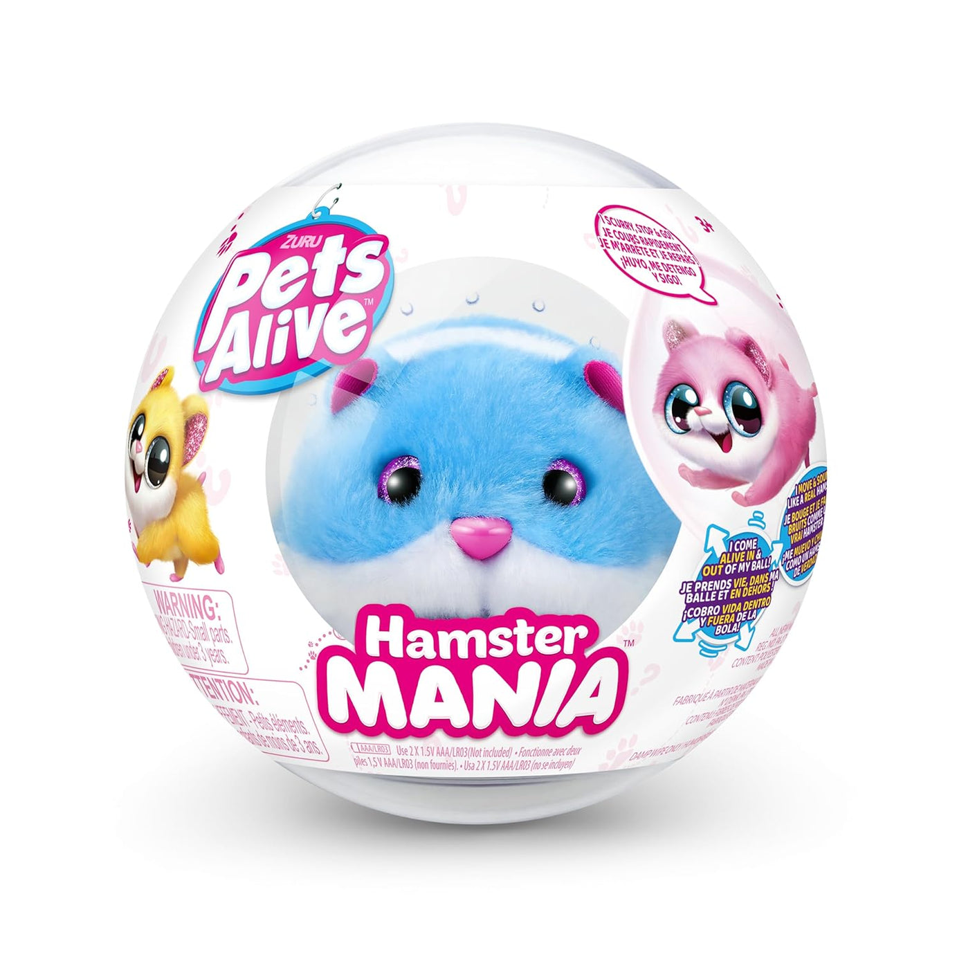 ZURU Pets Alive Hamster mania - Interactive Electronic Hamster with 20+ Real Sounds, Smart Technology, & Hamster Ball Toy for Girls and Children