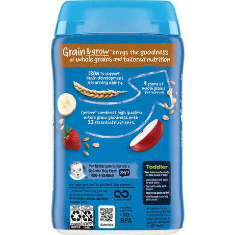 Gerber Grain & Grow Hearty Bits | Multigrain Banana Apple Strawberry | Toddler 12m+ | 227g