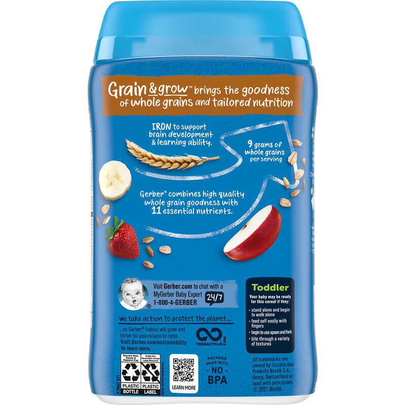 Gerber Grain & Grow Hearty Bits | Multigrain Banana Apple Strawberry | Toddler 12m+ | 227g