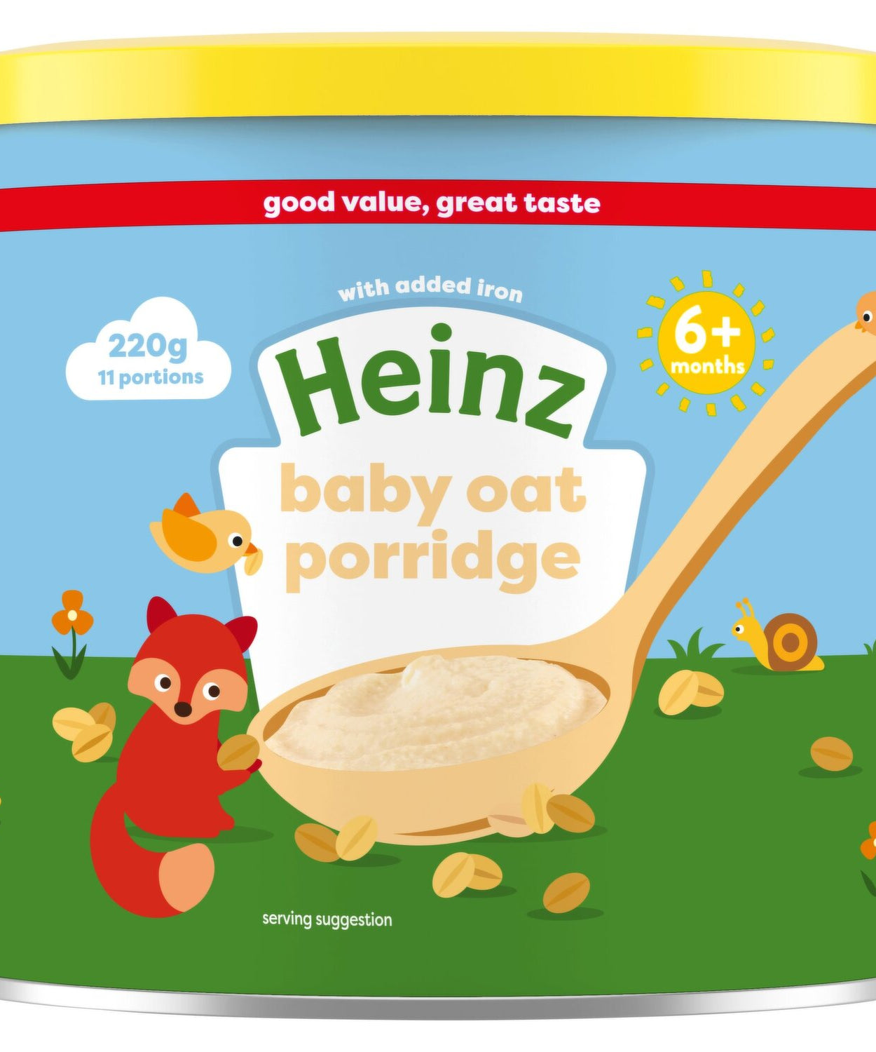 Heinz Baby Oat Porridge with Added Iron – 220g | Smooth Oat Cereal for Babies 6 Months+ | Enriched with Vitamins & Minerals | No Added Sugar | 11 Servings - MINIMEE KIDS