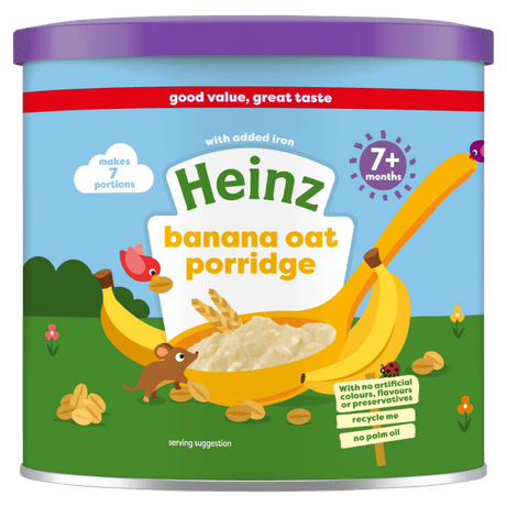 Heinz Banana Oat Porridge for 7+ Months | 220g - Makes 7 Portions of Nutritious Baby Meal