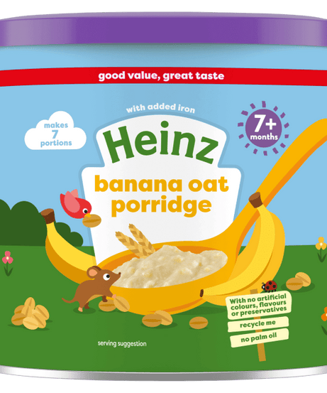 Heinz Banana Oat Porridge for 7+ Months | 220g - Makes 7 Portions of Nutritious Baby Meal