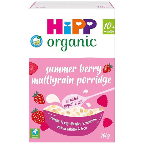 HiPP Organic Summer Berry Multigrain Porridge Baby Cereal for 10+ Months | 200g | Made in UK