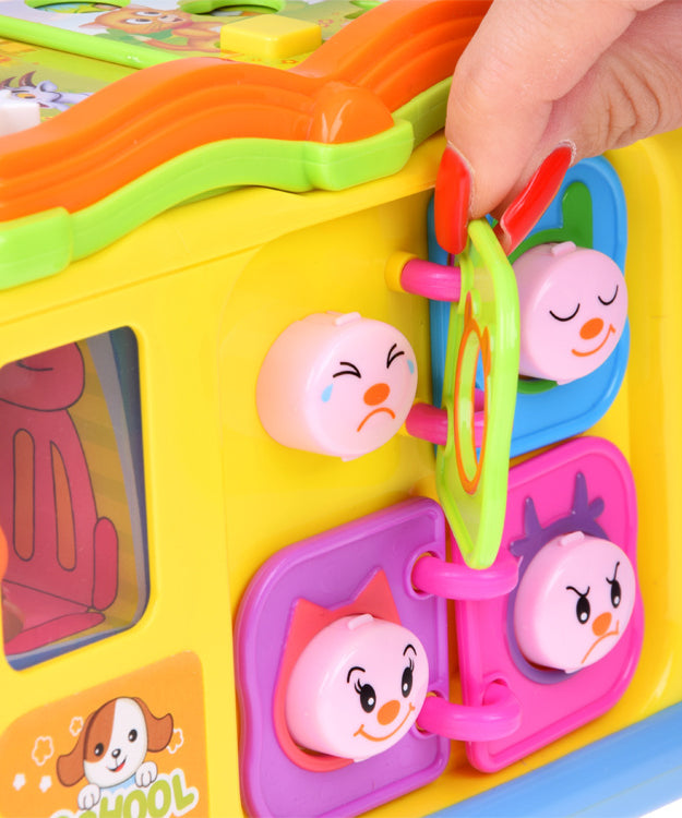 Hola Keep Me Busy School Bus Toy – Interactive Musical Light & Sound Bus with Puzzle Doors, Animal Sounds & Obstacle Avoidance | Early Learning Toy for Toddlers 12M+ | Model No. 796 | Multi-Sensory Play & Cognitive Development