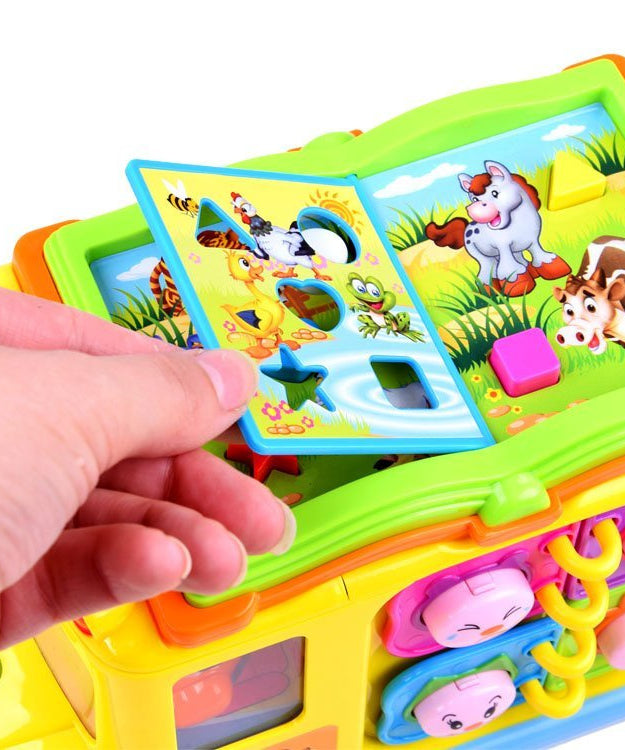 Hola Keep Me Busy School Bus Toy – Interactive Musical Light & Sound Bus with Puzzle Doors, Animal Sounds & Obstacle Avoidance | Early Learning Toy for Toddlers 12M+ | Model No. 796 | Multi-Sensory Play & Cognitive Development