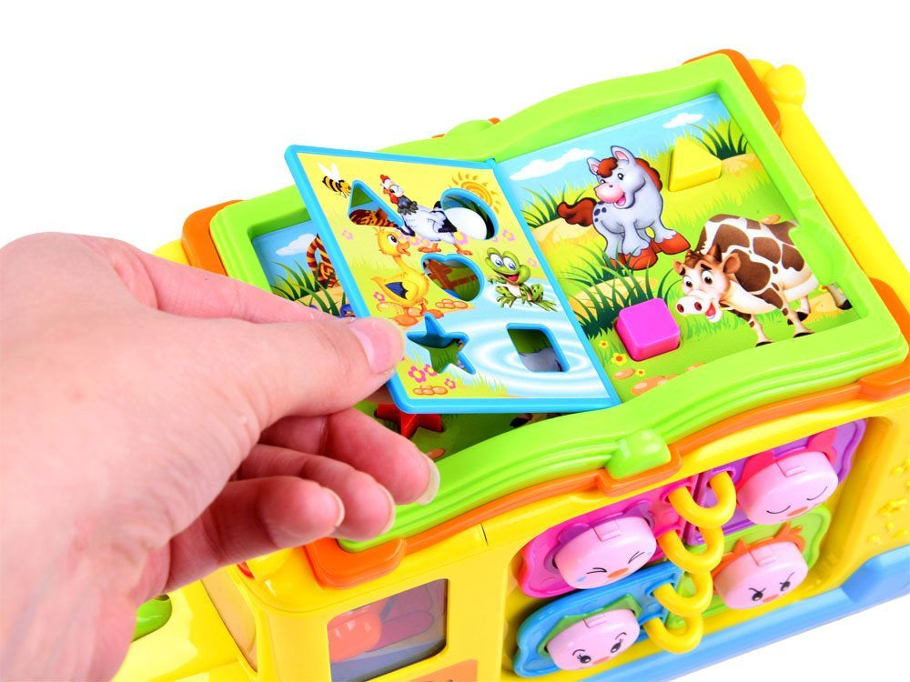 Hola Keep Me Busy School Bus Toy – Interactive Musical Light & Sound Bus with Puzzle Doors, Animal Sounds & Obstacle Avoidance | Early Learning Toy for Toddlers 12M+ | Model No. 796 | Multi-Sensory Play & Cognitive Development